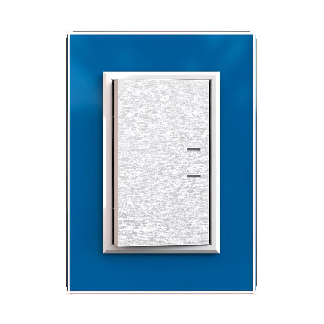 TAPA CRISTAL CON BASTIDOR Y MARCO PLATA-5 X 10 CM. 3 MODULOS-AZUL