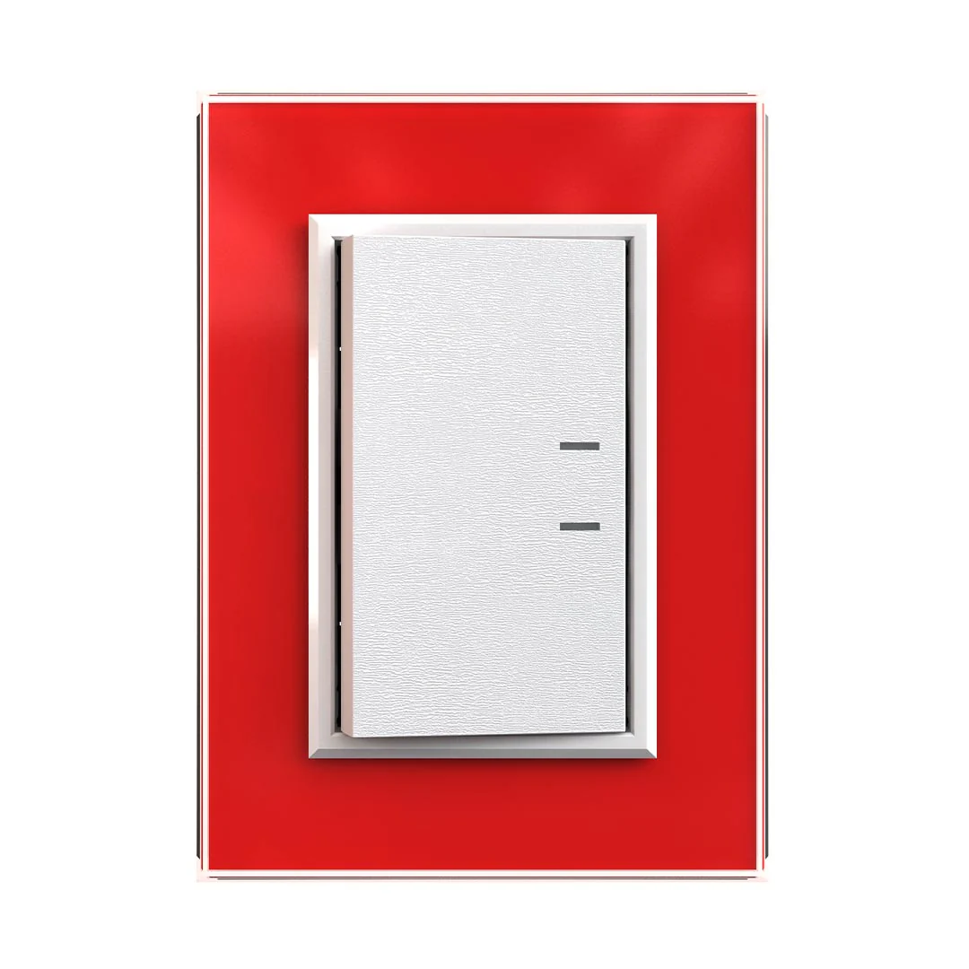 TAPA CRISTAL CON BASTIDOR Y MARCO BLANCO-5 X 10 CM. 3 MODULOS-ROJO