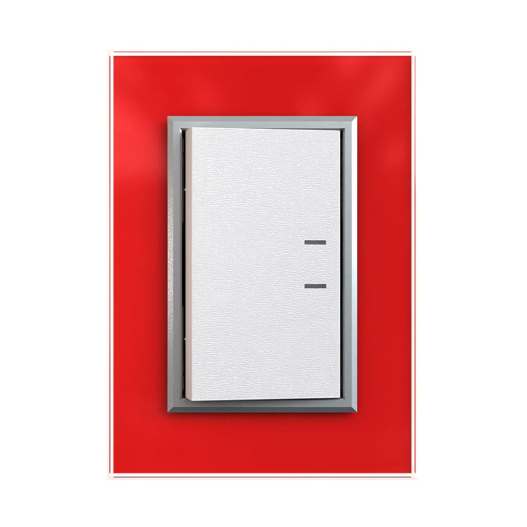 TAPA CRISTAL CON BASTIDOR Y MARCO PLATA-5 X 10 CM. 3 MODULOS-ROJO