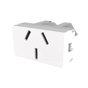 TOMACORRIENTE BIPOLAR + TIERRA-250VCA  10A CONEXION LATERAL-BLANCO