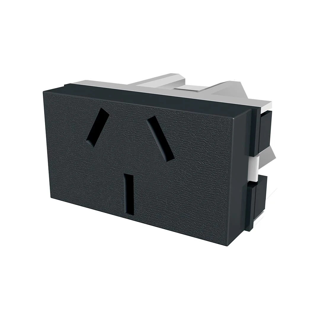TOMACORRIENTE BIPOLAR + TIERRA-250VCA 10A CONEXION POSTERIOR-NEGRO