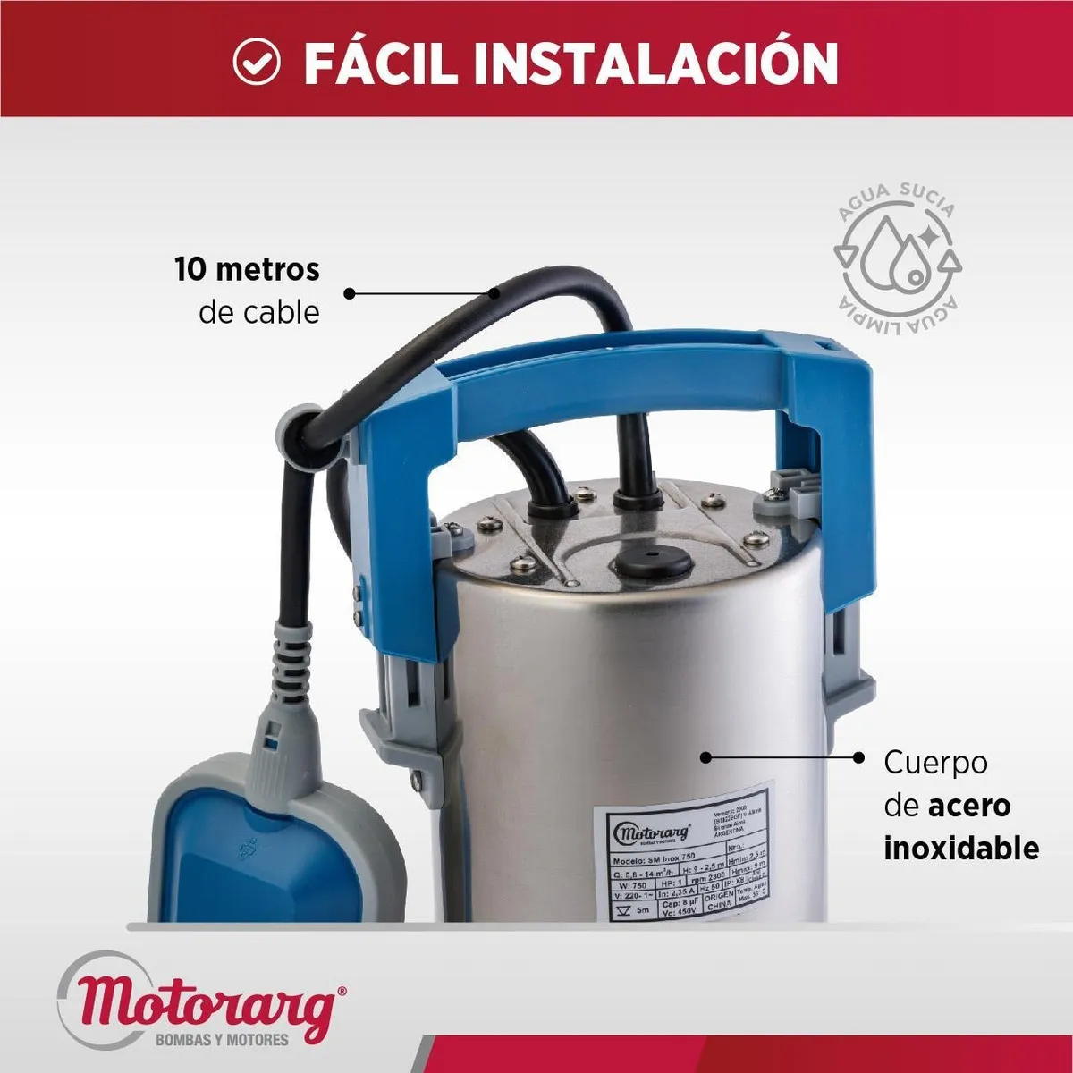 Bombas de desagote linea SM inoxidables monofasicas - Imagen 3