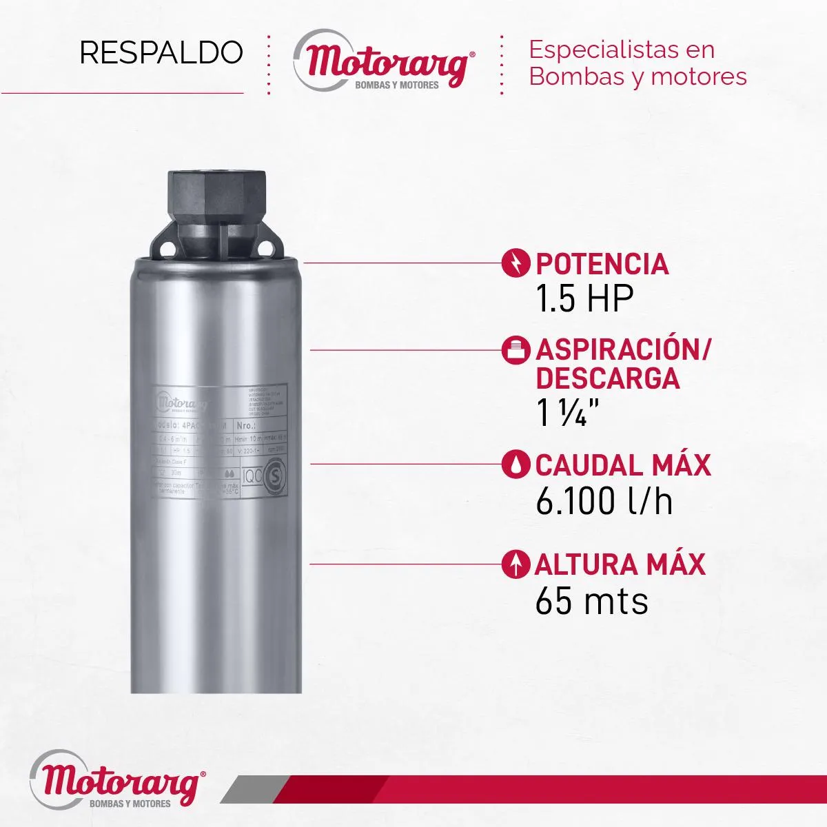 Bomba sumergible trifasica 4pack 150T 1.5 Hp 4´´ - Imagen 2