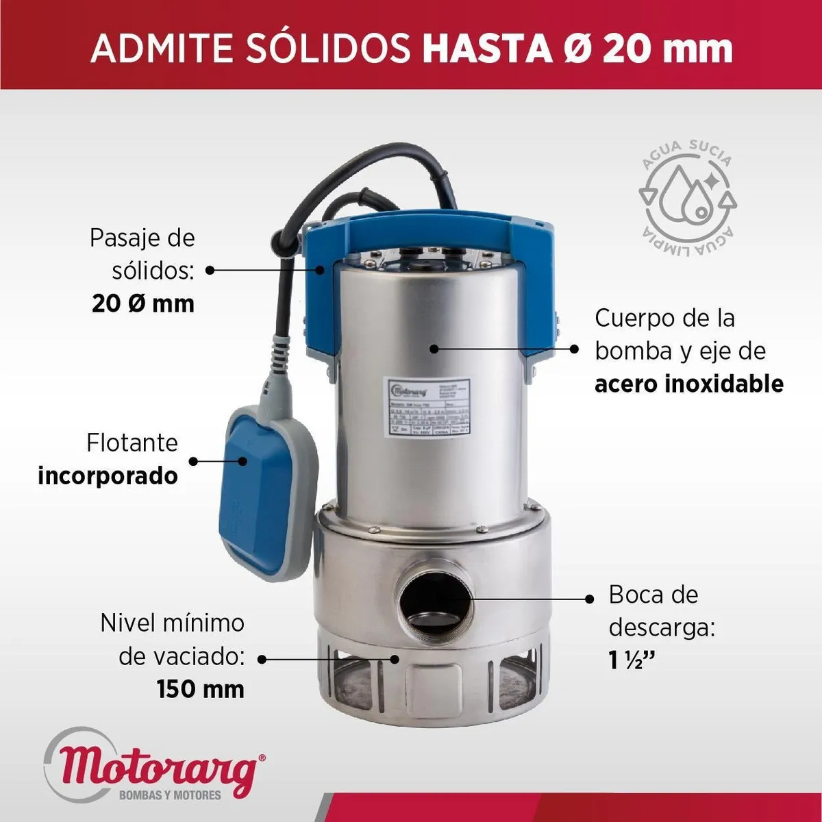 Bombas de desagote linea SM inoxidables monofasicas - Imagen 2