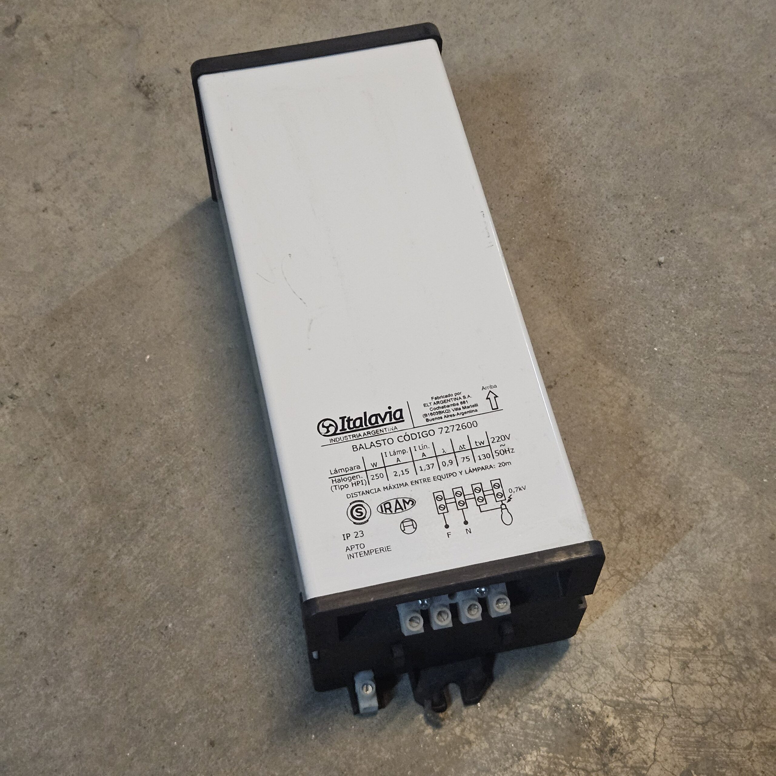 Balasto 250W Mercurio Halogenado (HPI) Intemperie Italavia - Imagen 3