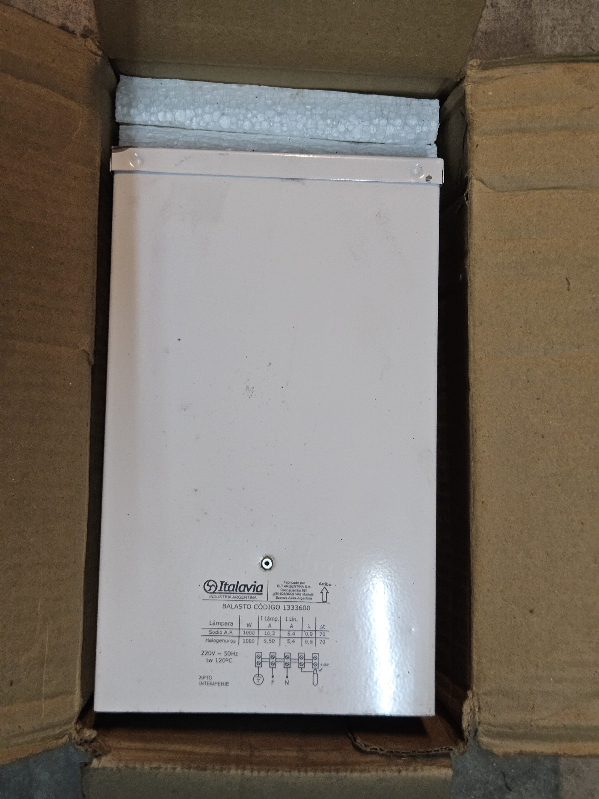 Balasto 1000W Sodio y Mercurio Halogenado Intemperie