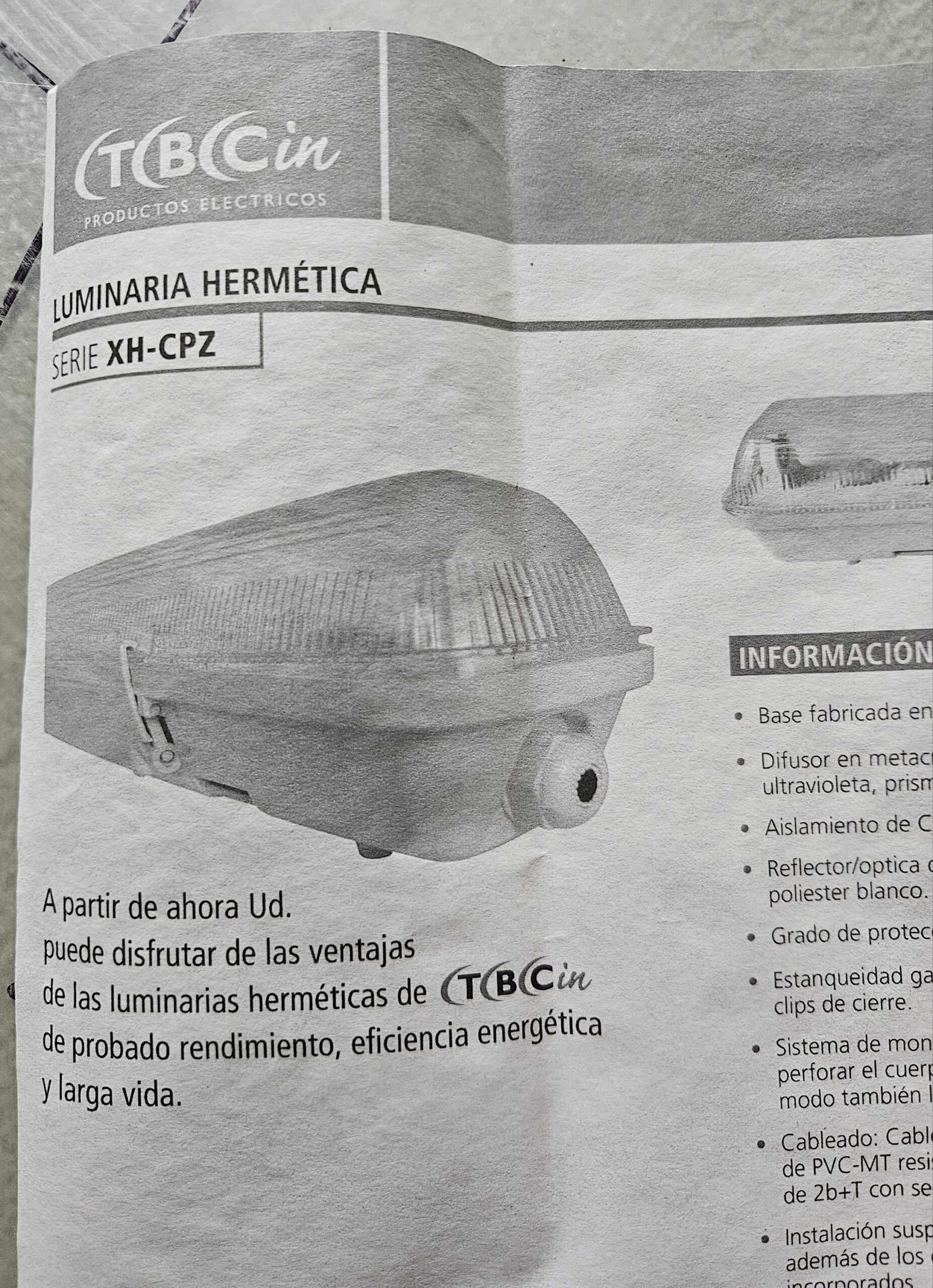 Luminaria estanca fluorescente 1x40w Tbcin - Imagen 8
